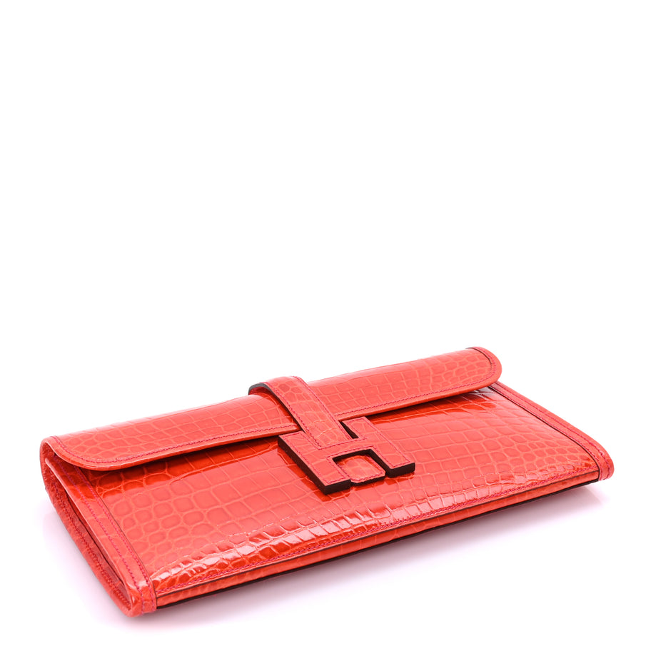 Hermes Shiny Niloticus Crocodile Jige Elan 29 Bougainvillea Image 4