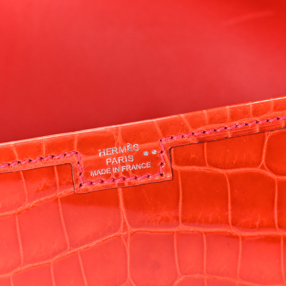 Hermes Shiny Niloticus Crocodile Jige Elan 29 Bougainvillea Image 6