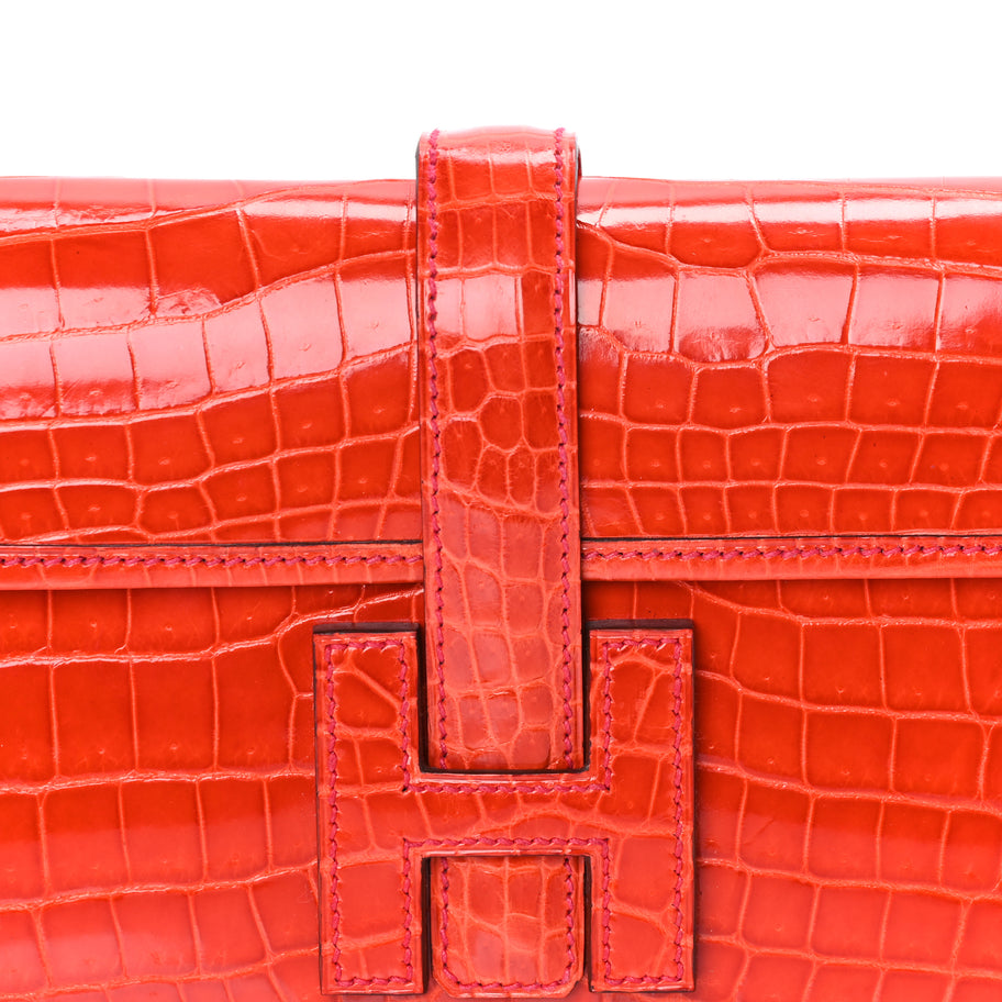 Hermes Shiny Niloticus Crocodile Jige Elan 29 Bougainvillea Image 8