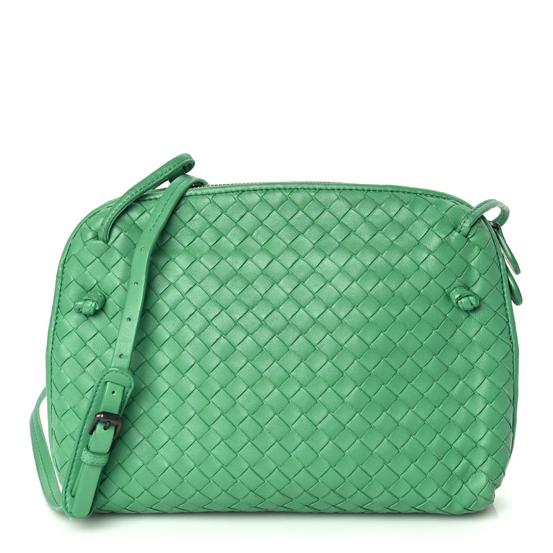  Bottega Veneta Nappa Intrecciato Nodini Crossbody Messenger Green
