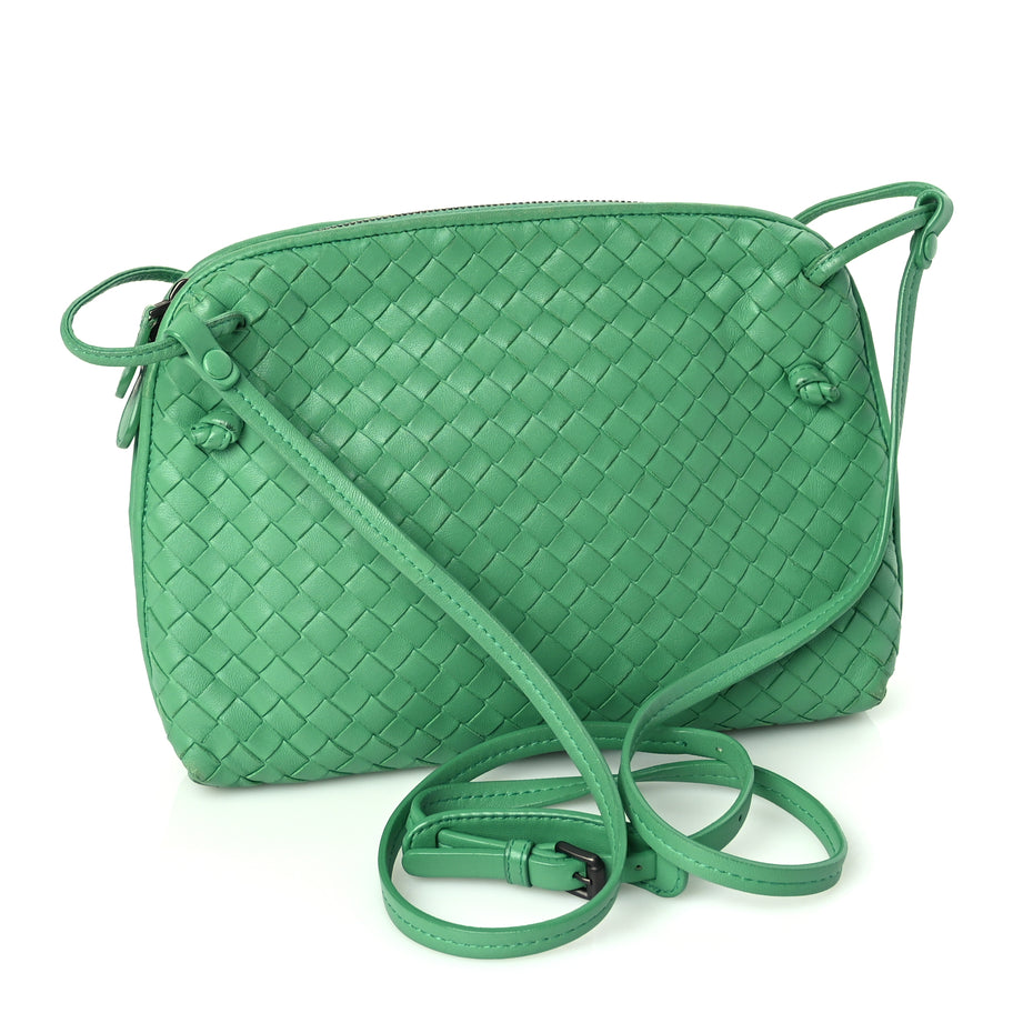 Bottega Veneta Nappa Intrecciato Nodini Crossbody Messenger Green Image 2