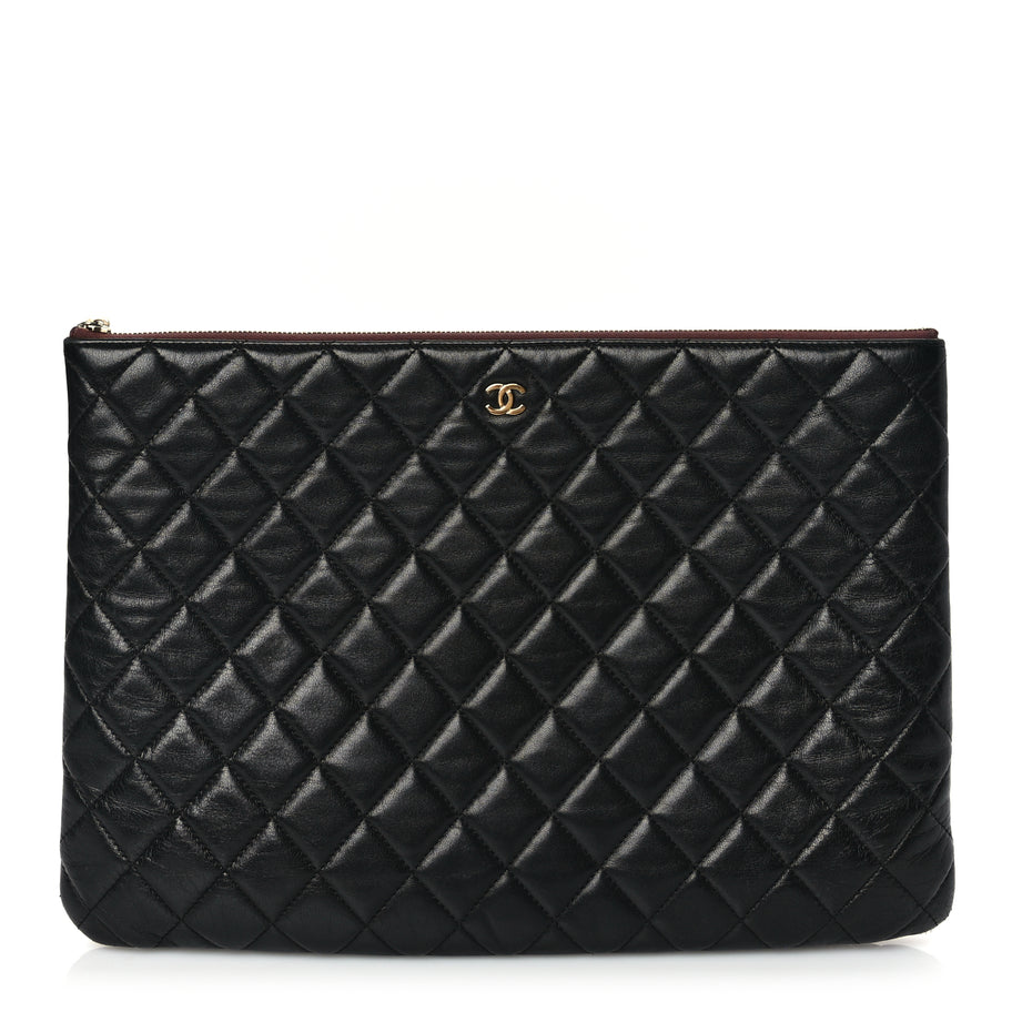 Chanel Lambskin Quilted Large Case Black Image 1
