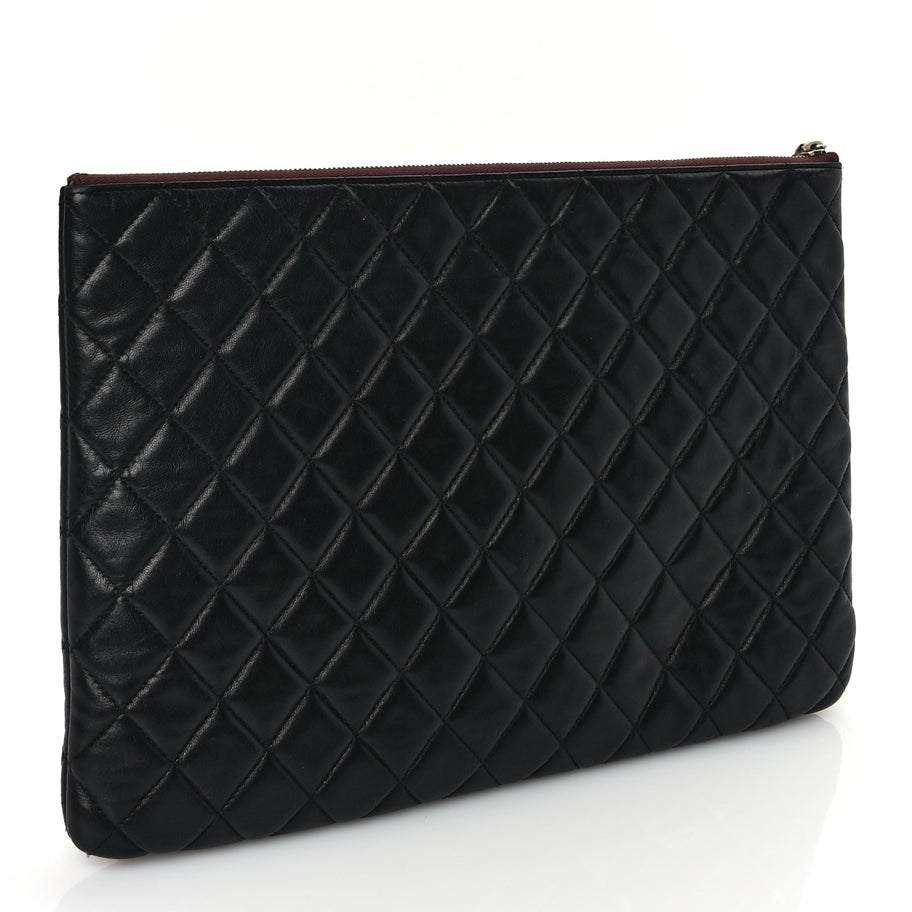 Chanel Lambskin Quilted Large Case Black Image 3