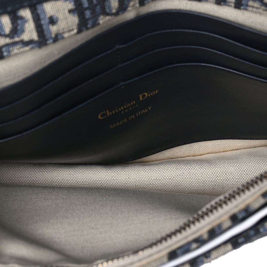 Christian Dior Oblique Saddle Chain Pouch  Blue Image 4