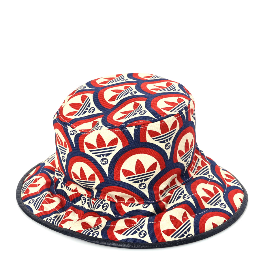 Gucci X ADIDAS Canvas Trefoil Interlocking G Bucket Hat M Red White Blue Image 3