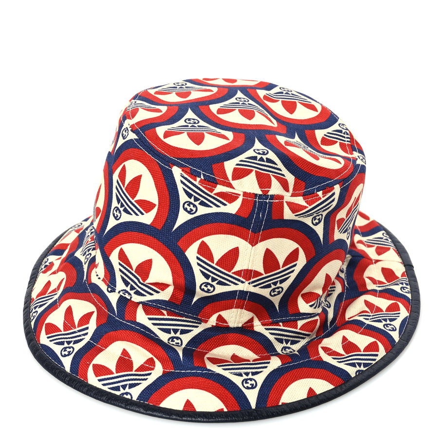 Gucci X ADIDAS Canvas Trefoil Interlocking G Bucket Hat M Red White Blue Image 6