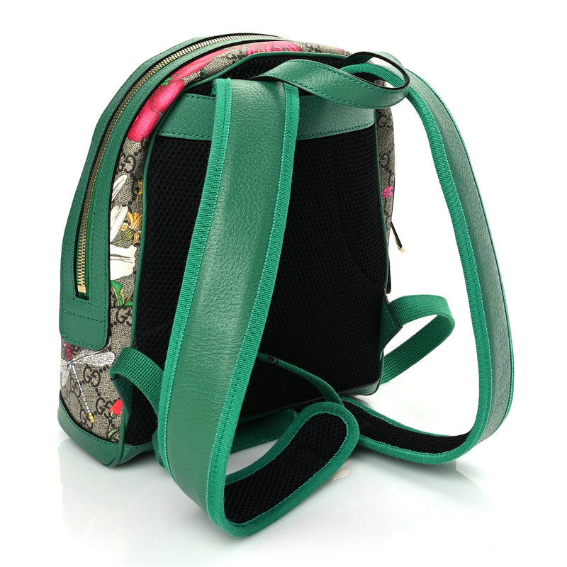  Gucci GG Supreme Monogram Flora Web Small Ophidia Day Backpack Green