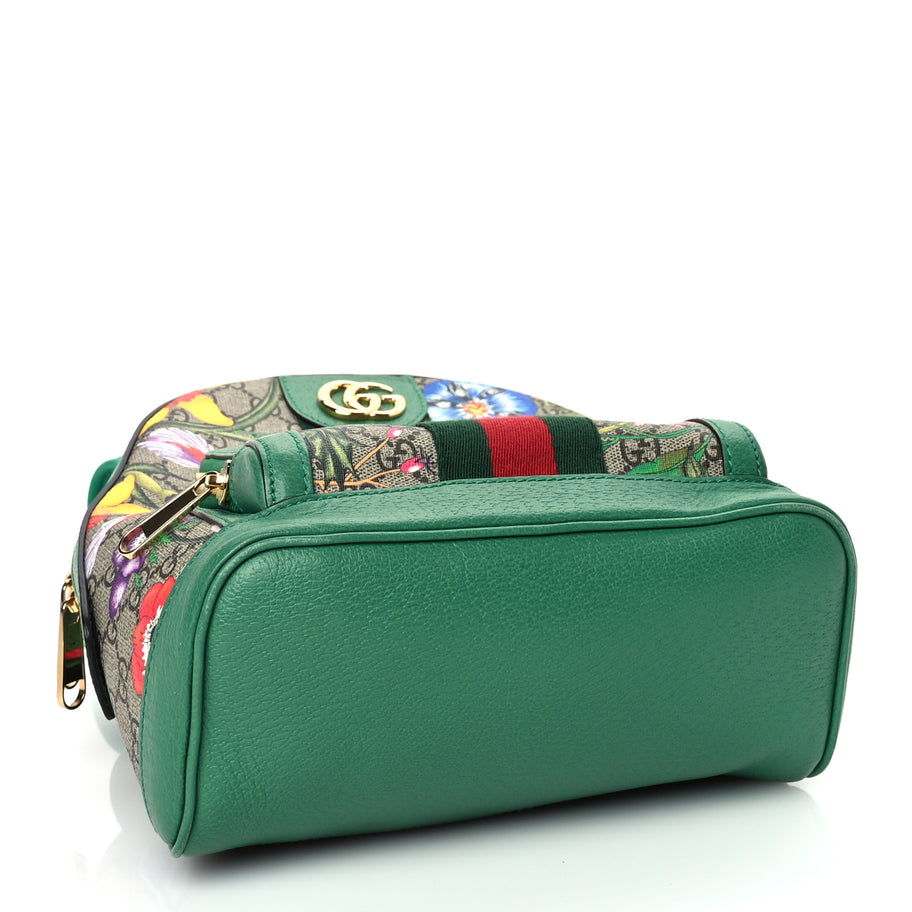 Gucci GG Supreme Monogram Flora Web Small Ophidia Day Backpack Green Image 3