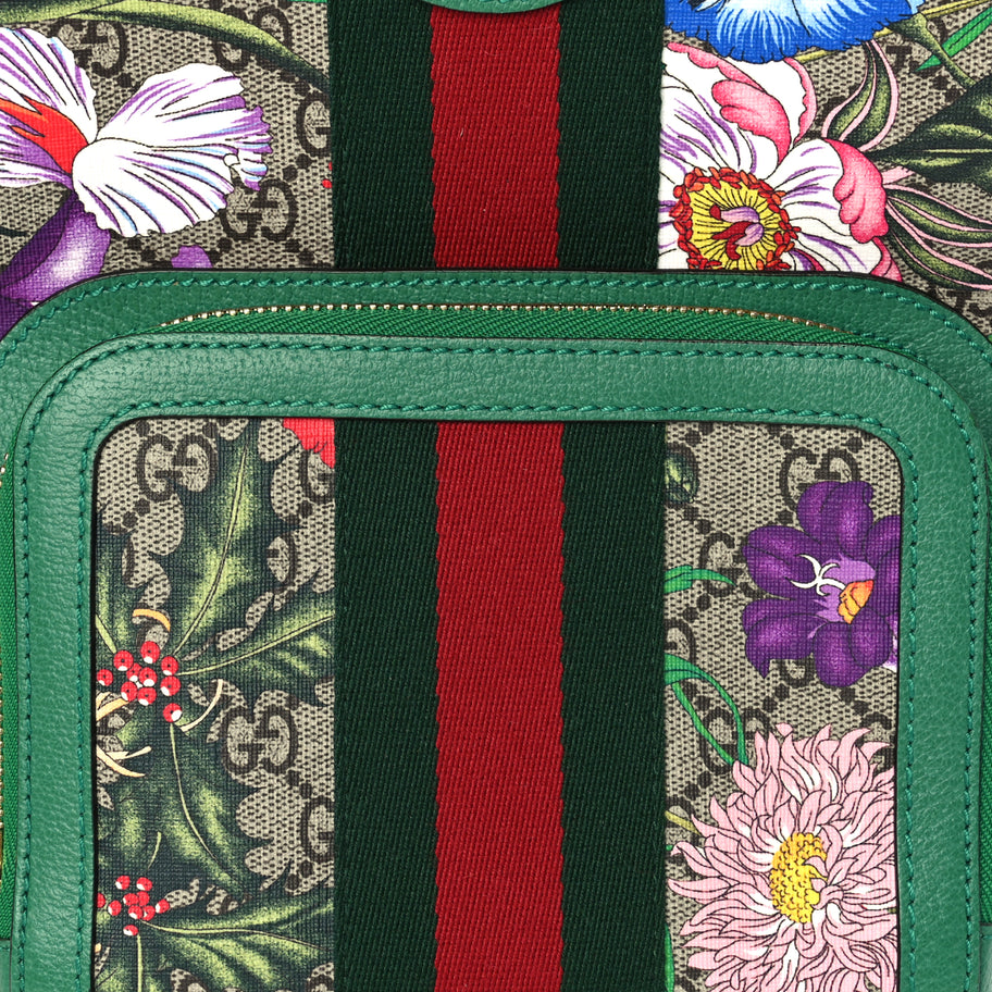 Gucci GG Supreme Monogram Flora Web Small Ophidia Day Backpack Green Image 6