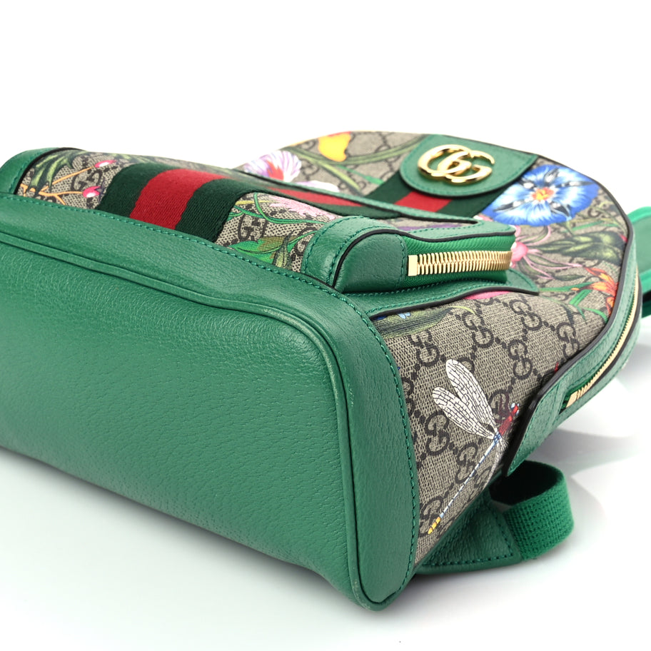 Gucci GG Supreme Monogram Flora Web Small Ophidia Day Backpack Green Image 8