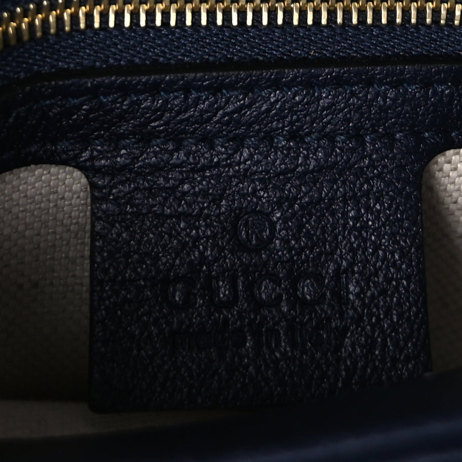 Gucci Wonka Grain Calfskin Bi-Color GG Debossed Small Top Handle  Dusty Azure Blue Image 5