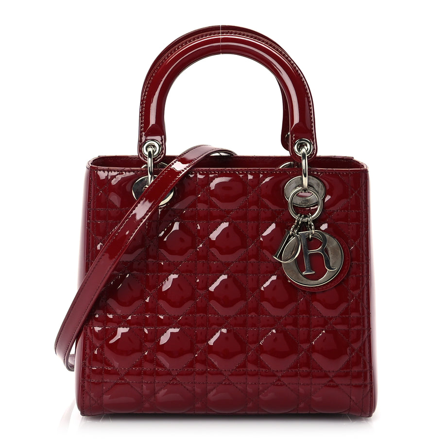 Christian Dior Patent Cannage Medium Lady Dior Red Image 1