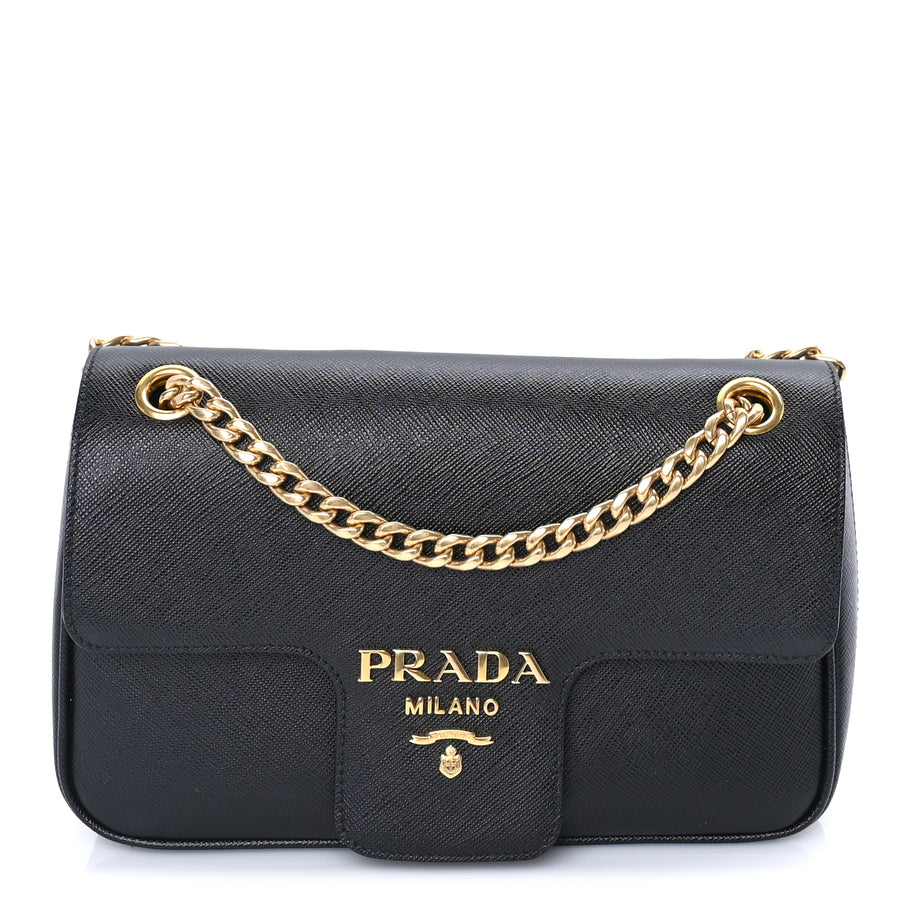 Prada Saffiano Flap Shoulder Bag Black Image 1