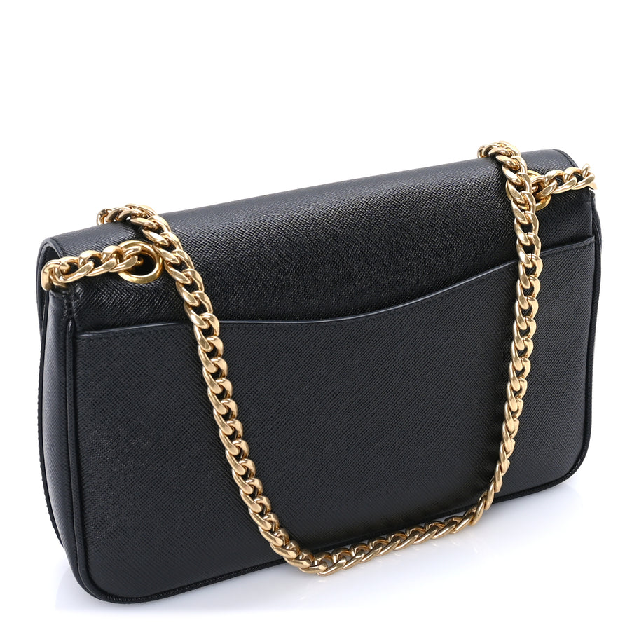 Prada Saffiano Flap Shoulder Bag Black Image 2