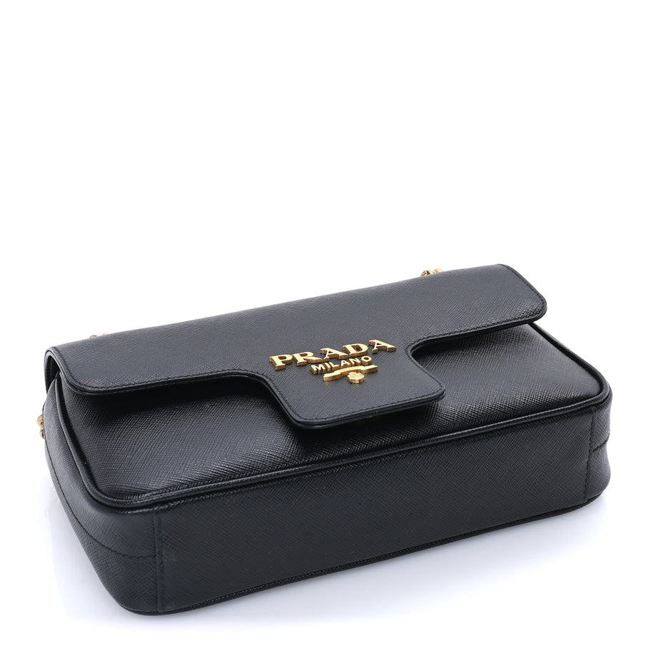 Prada Saffiano Flap Shoulder Bag Black Image 3