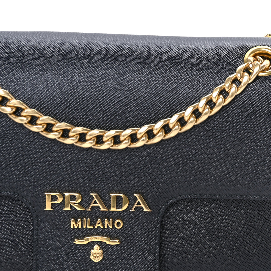 Prada Saffiano Flap Shoulder Bag Black Image 6