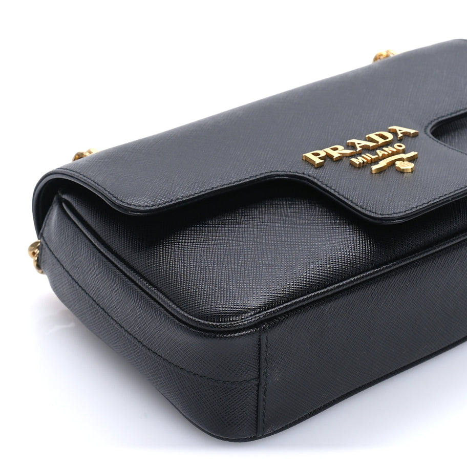 Prada Saffiano Flap Shoulder Bag Black Image 7