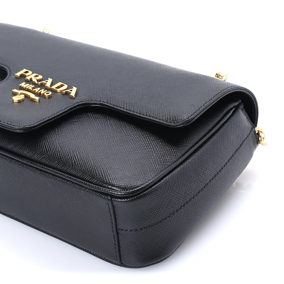 Prada Saffiano Flap Shoulder Bag Black Image 8