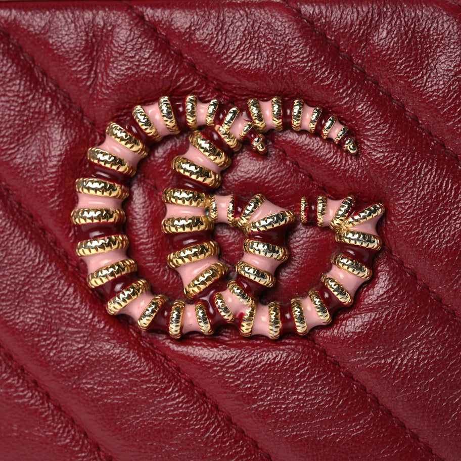 Gucci Azalea Calfskin Enamel Matelasse Diagonal Small Torchon GG Marmont Chain Shoulder Bag New Cherry Red Wild Rose Image 8