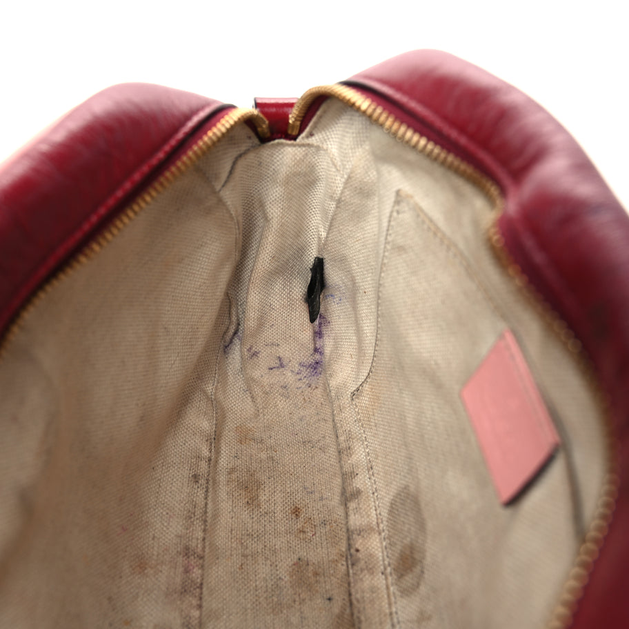 Gucci Azalea Calfskin Enamel Matelasse Diagonal Small Torchon GG Marmont Chain Shoulder Bag New Cherry Red Wild Rose Image 14