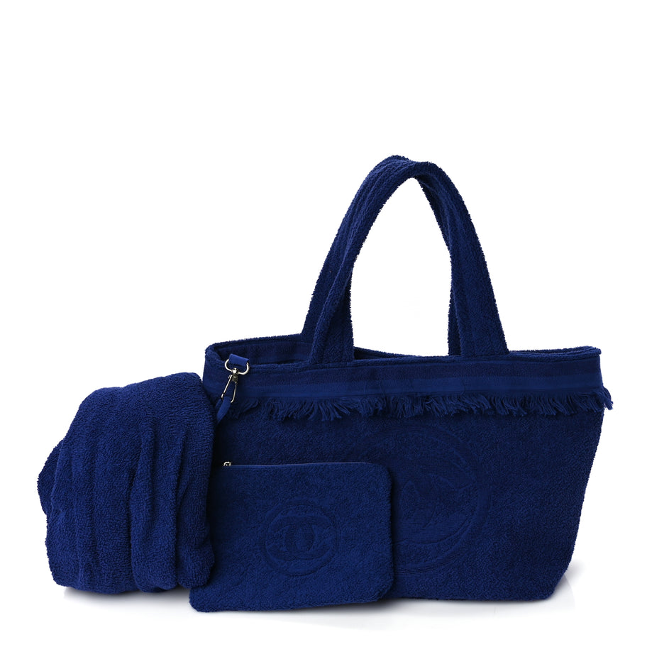 Chanel Chanel Terry Cotton CC Beach Tote Towel Set Blue Image 2