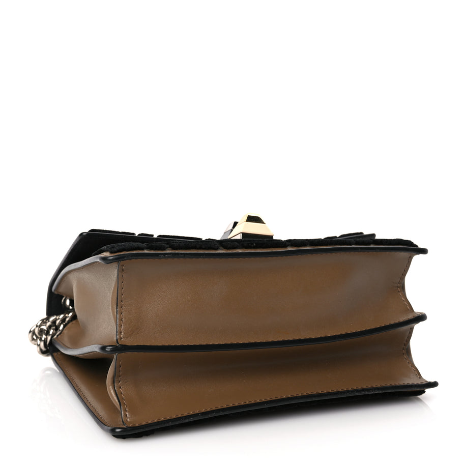 Fendi Vitello Liberty Velvet FF Small Kan I Shoulder Bag Brown Black Image 3