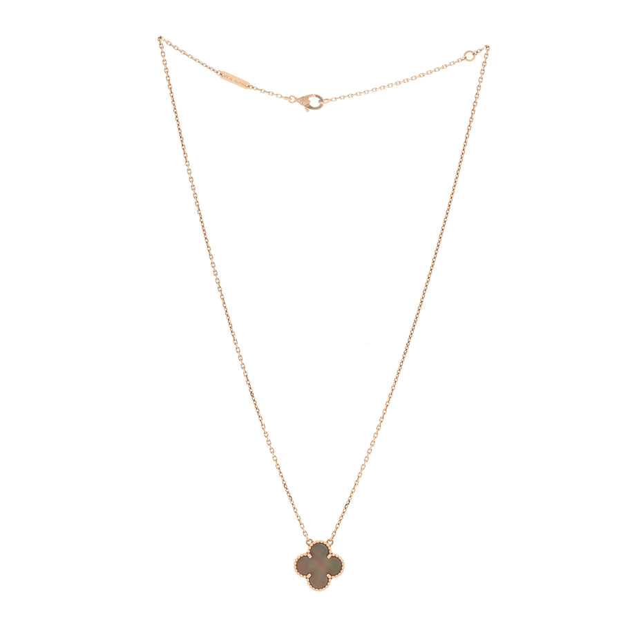 Van Cleef & Arpels 18K Rose Gold Gray Mother of Pearl Vintage Alhambra Pendant Necklace Grey Image 1