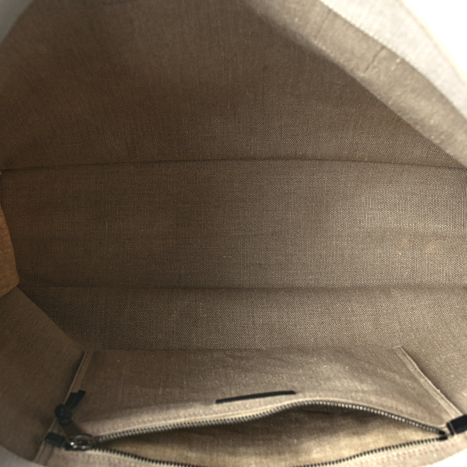 Saint Laurent Linen Calfskin Rive Gauche Tote Optic White Image 4