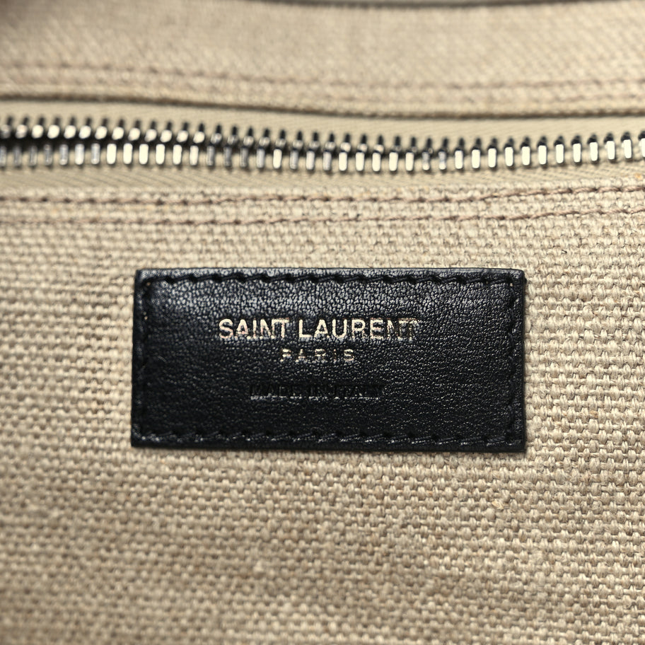 Saint Laurent Linen Calfskin Rive Gauche Tote Optic White Image 5