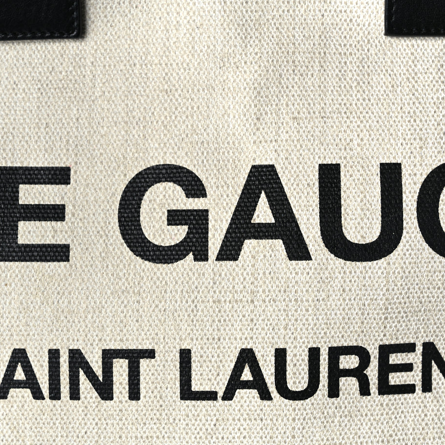 Saint Laurent Linen Calfskin Rive Gauche Tote Optic White Image 6