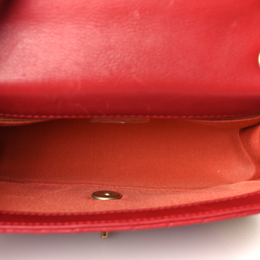 Chanel Calfskin Chevron Quilted Mini Rock The Corner Flap Red Image 4