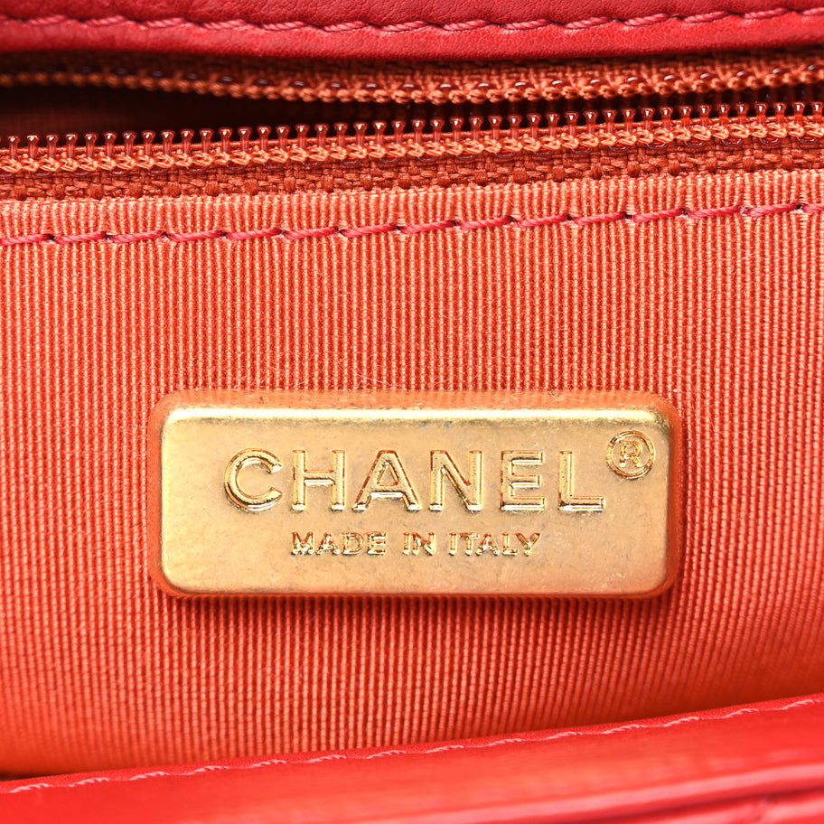 Chanel Calfskin Chevron Quilted Mini Rock The Corner Flap Red Image 5