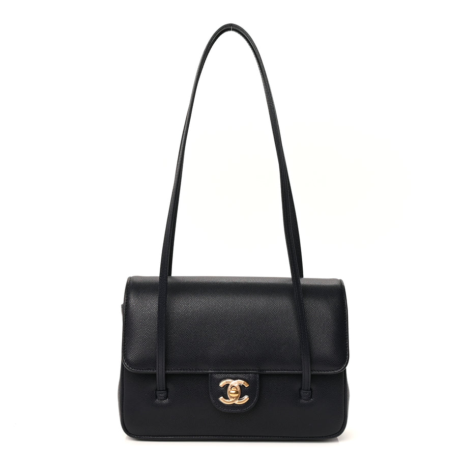Chanel Shiny Caviar Preppy Coco Small Flap Bag Navy Image 1