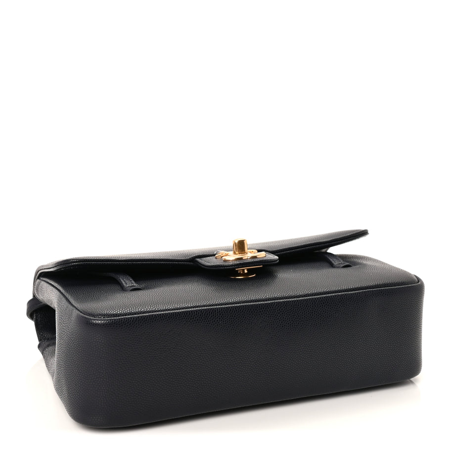 Chanel Shiny Caviar Preppy Coco Small Flap Bag Navy Image 3