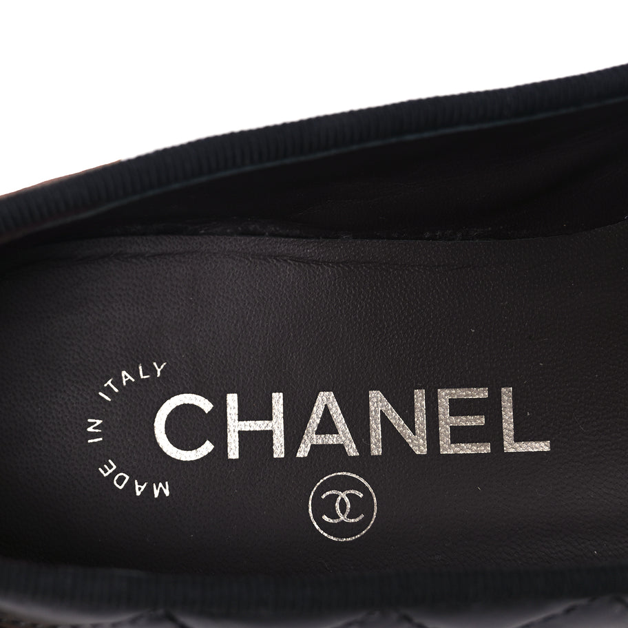Chanel Aged Calfskin Quilted CC Cap Toe Ballerina Flats 36 Black Image 7