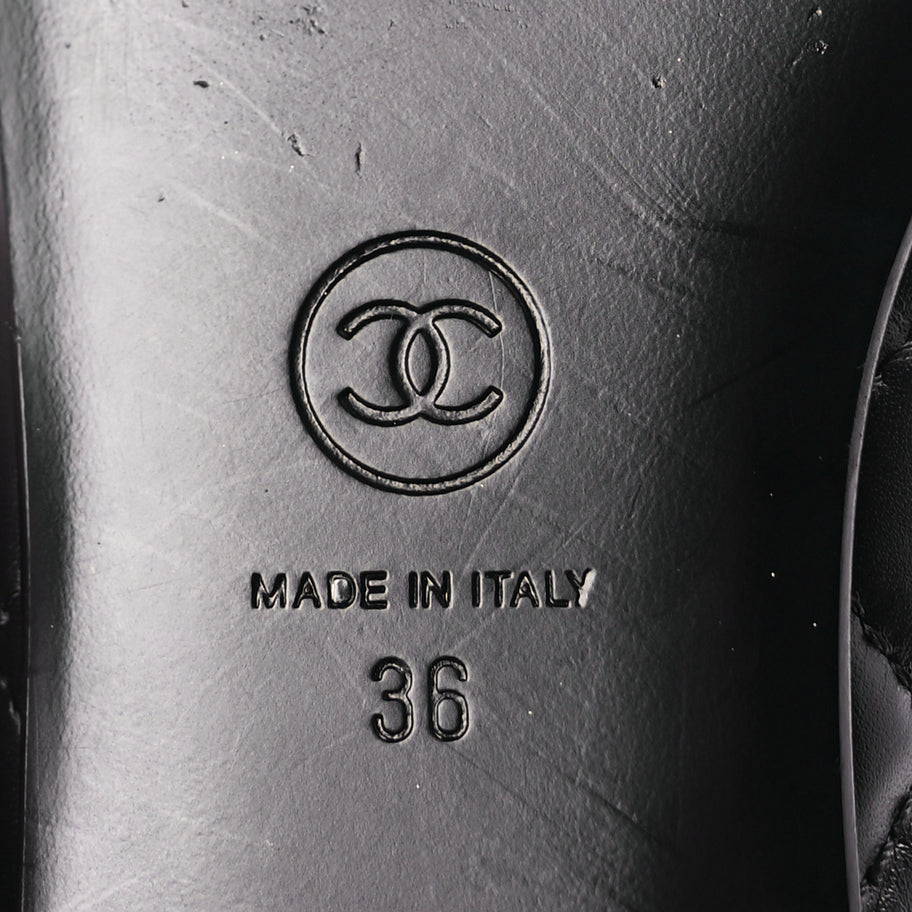 Chanel Aged Calfskin Quilted CC Cap Toe Ballerina Flats 36 Black Image 8