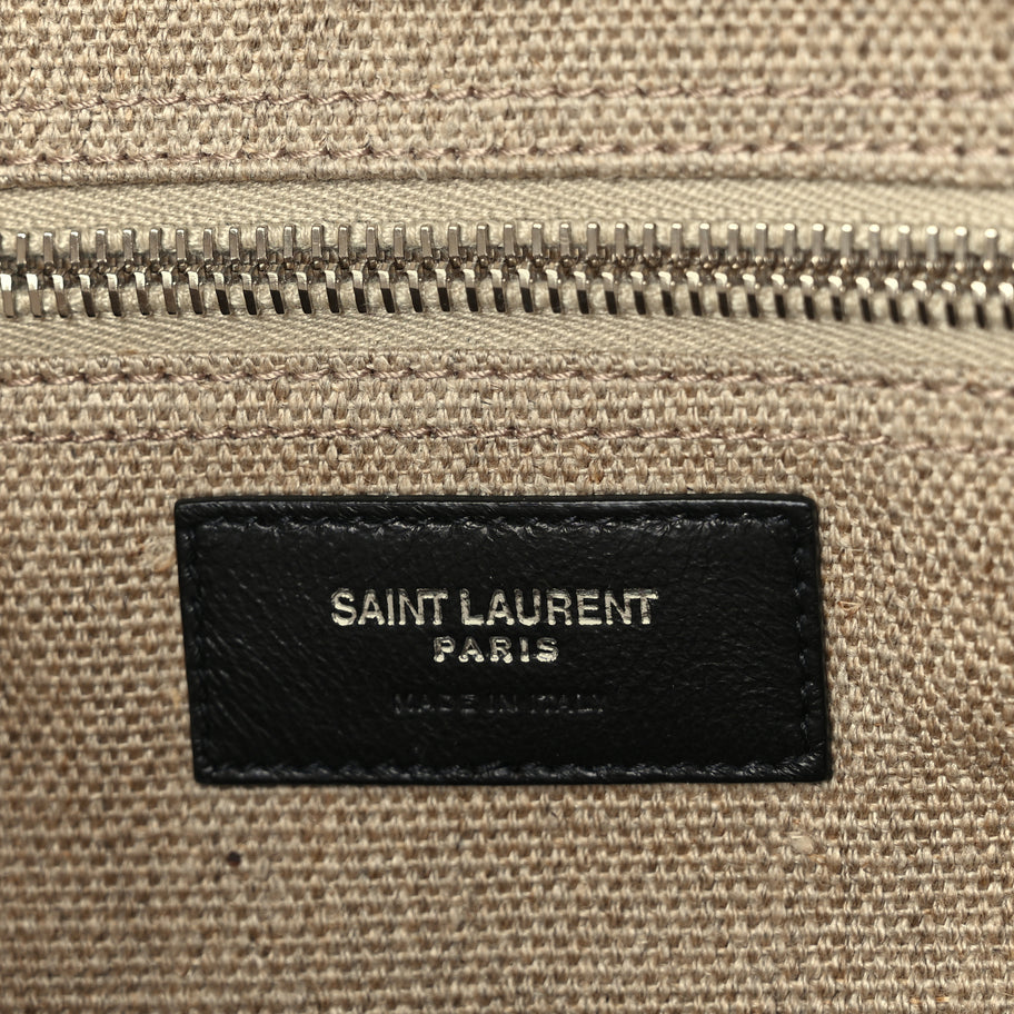 Saint Laurent Linen Calfskin Rive Gauche Tote Optic White Image 5