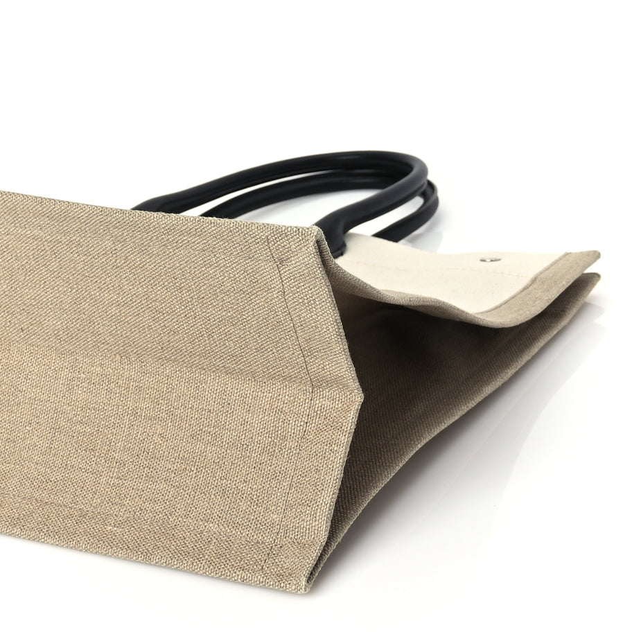 Saint Laurent Linen Calfskin Rive Gauche Tote Optic White Image 8