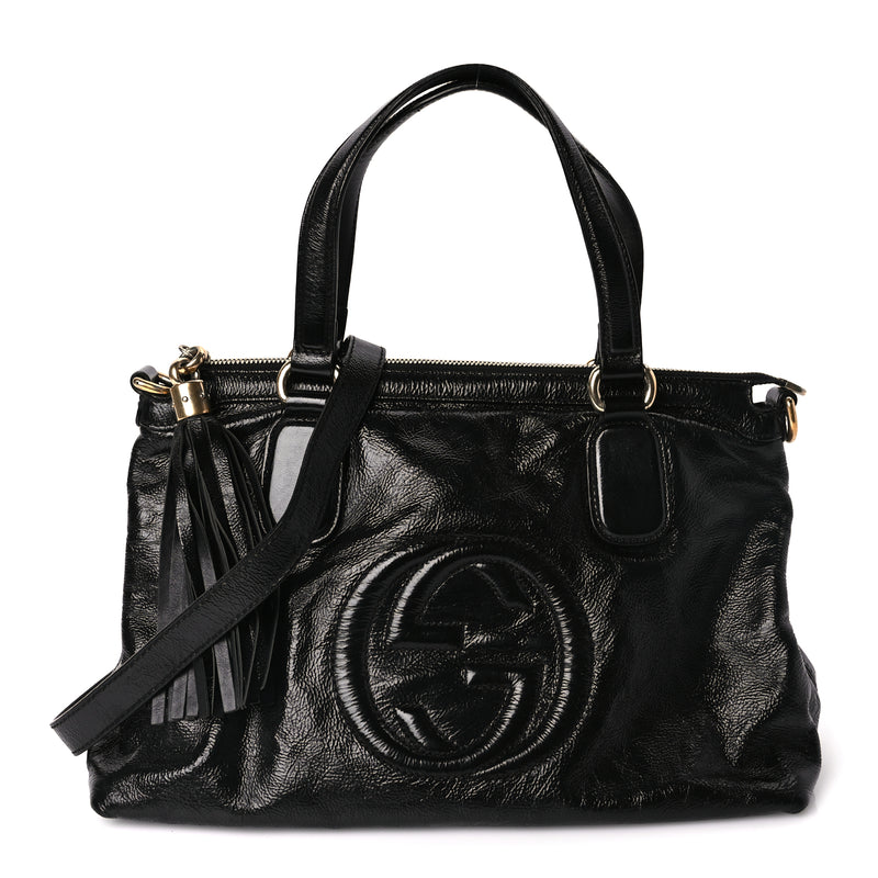  Gucci Vernice Naplack Small Soho Top Handle Satchel Black