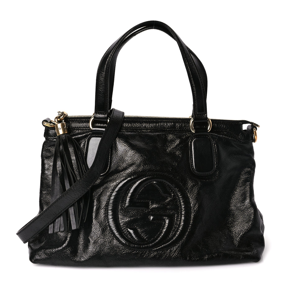 Gucci Vernice Naplack Small Soho Top Handle Satchel Black Image 1