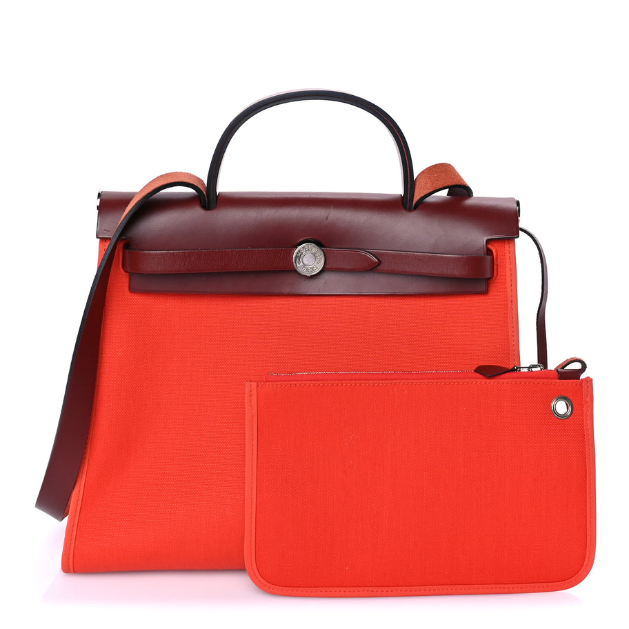 Hermes Military Toile Vache Hunter Herbag Zip 31 PM  Rouge Grenat Image 2