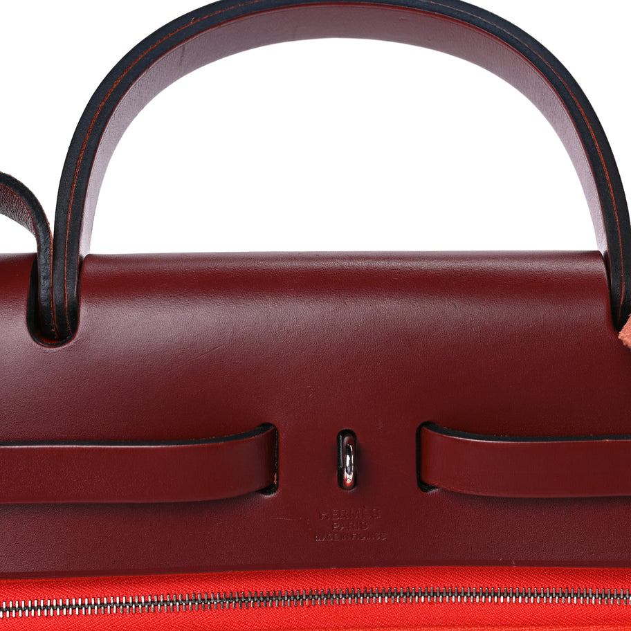 Hermes Military Toile Vache Hunter Herbag Zip 31 PM  Rouge Grenat Image 6