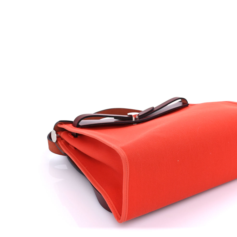 Hermes Military Toile Vache Hunter Herbag Zip 31 PM  Rouge Grenat Image 8