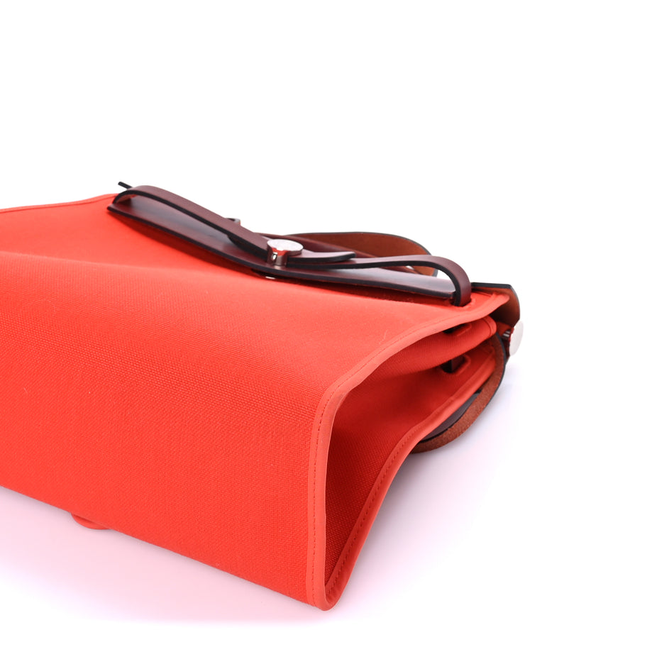 Hermes Military Toile Vache Hunter Herbag Zip 31 PM  Rouge Grenat Image 9