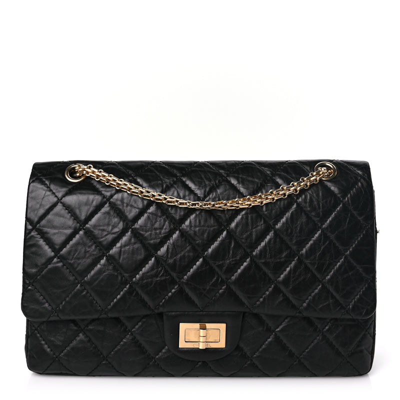  Chanel Aged Calfskin Quilted 2.55 Reissue 227 Flap Black