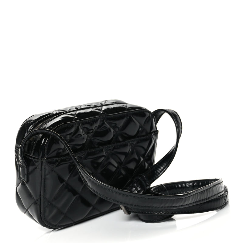  Balenciaga Patent Quilted XS Ville Camera Bag Black