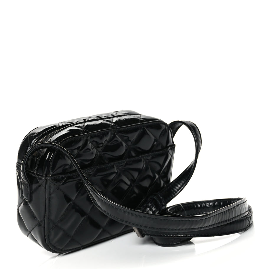Balenciaga Patent Quilted XS Ville Camera Bag Black Image 2