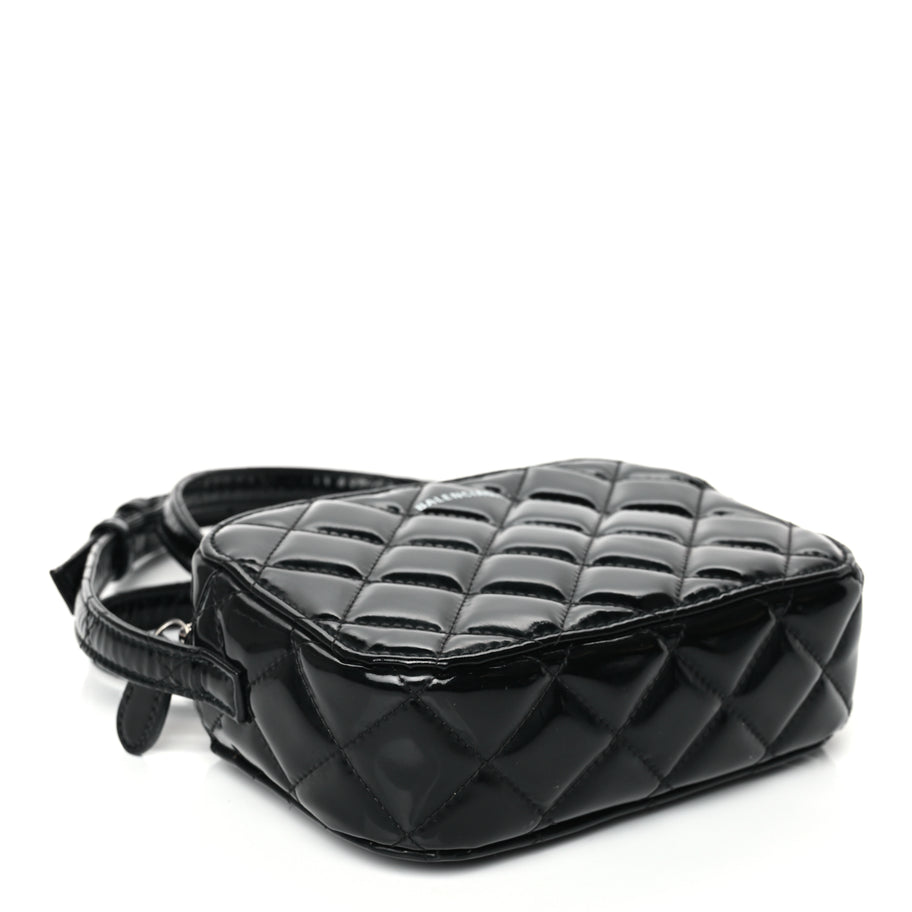Balenciaga Patent Quilted XS Ville Camera Bag Black Image 3