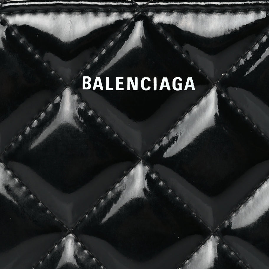 Balenciaga Patent Quilted XS Ville Camera Bag Black Image 7