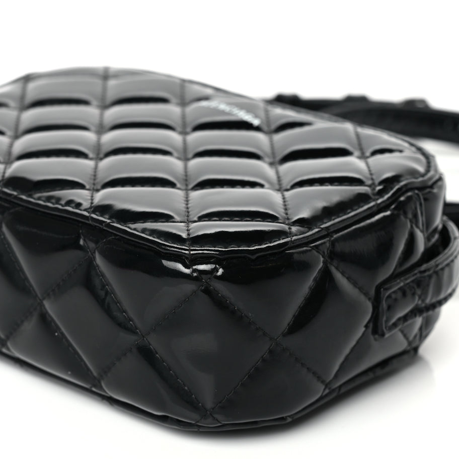 Balenciaga Patent Quilted XS Ville Camera Bag Black Image 9